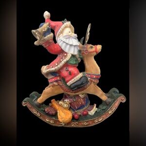 Santa on Reindeer Resin Christmas Figurine for Decor 8”Tall
